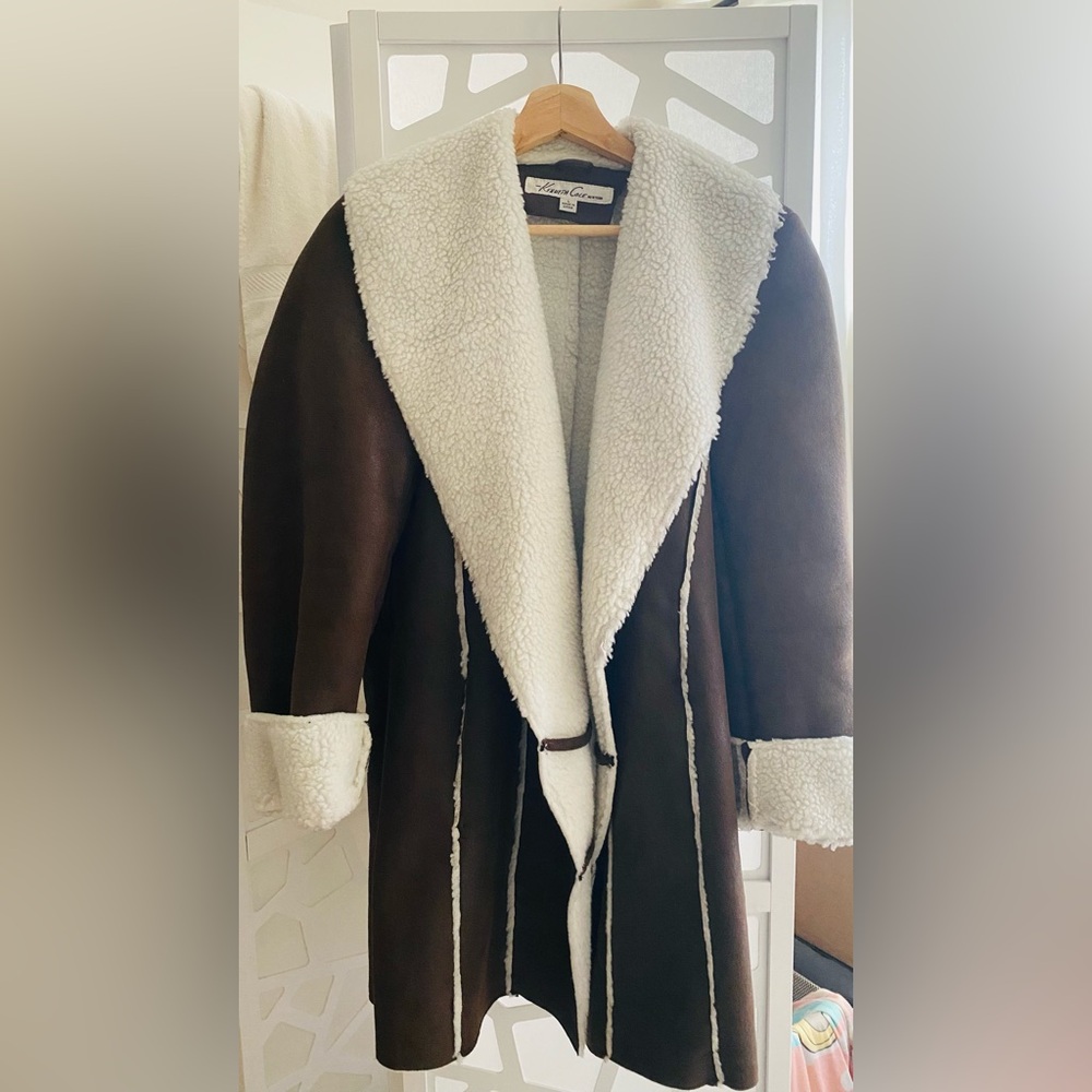 Kenneth Cole White Shearling Coat